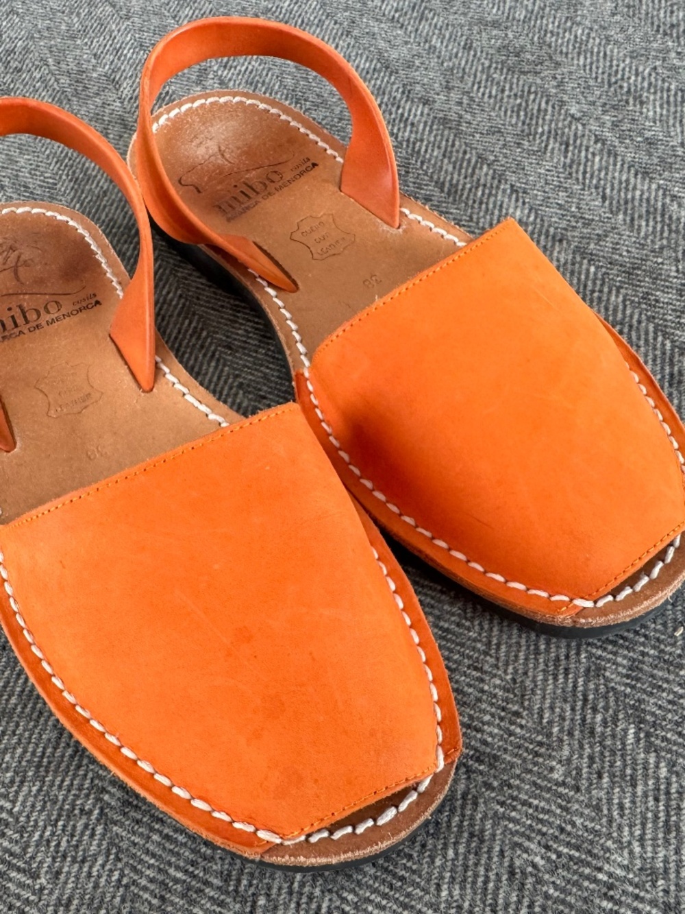 MIBO, AVARCA DE MENORCA IN ORANGE SUBTLE SUEDED LEATHER